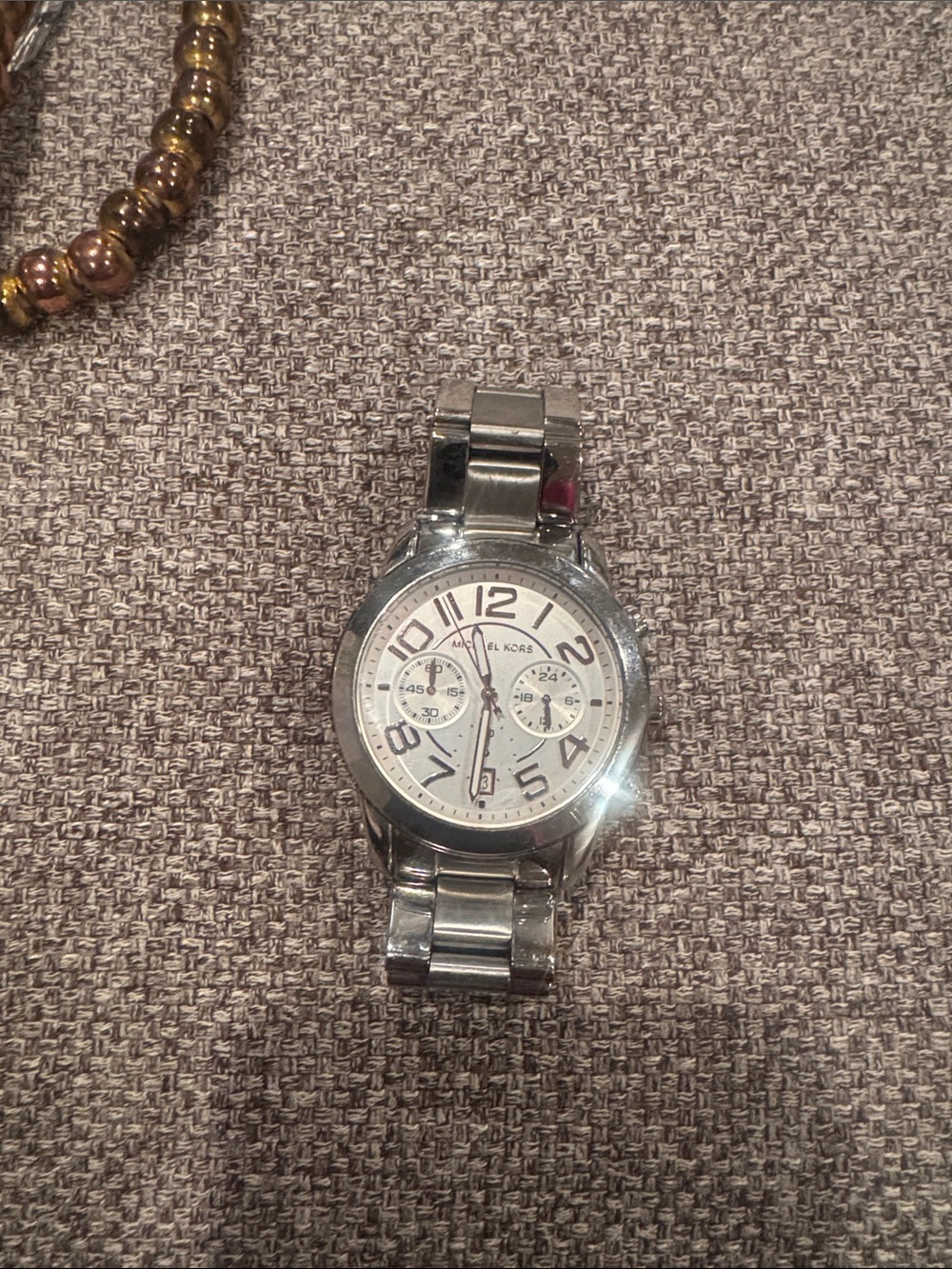 Michael Kors Silver Steel Men’s Chronograph Watch with Cream Dial